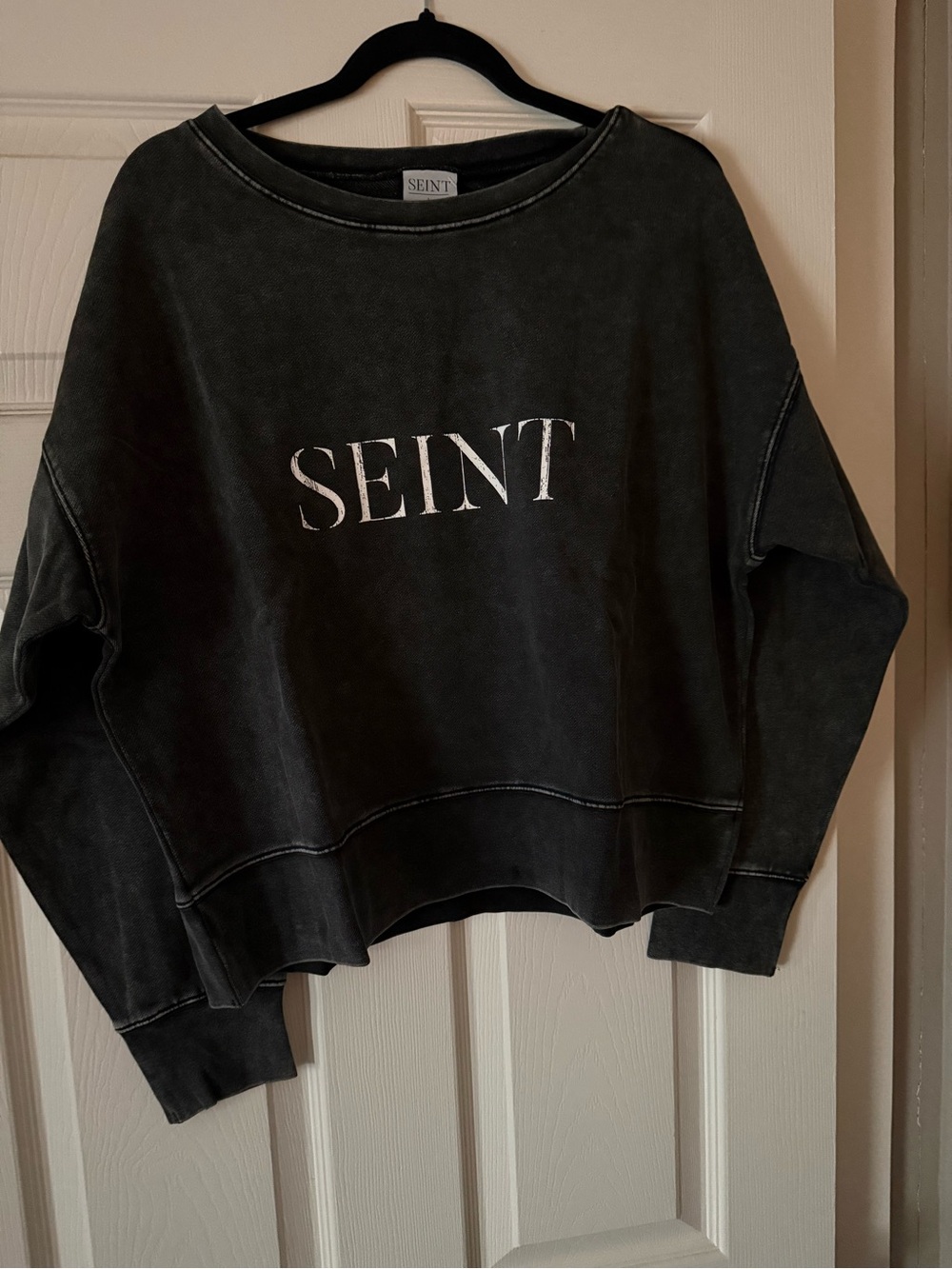 SEINT Washed Black Logo Sweatshirt